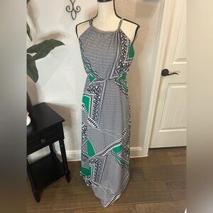 Sleeveless geometric print maxi, size Medium, with halter neck by Alya. In EUC.